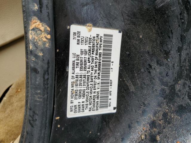 2008 Honda Odyssey VIN 5FNRL38968B101883 Copart auction photo, rear end damage thumbnail 13