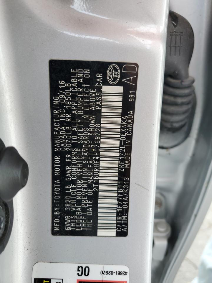 2017 Toyota Corolla VIN 2T1BURHE4HC768728 Copart auction photo, front end damage thumbnail 12