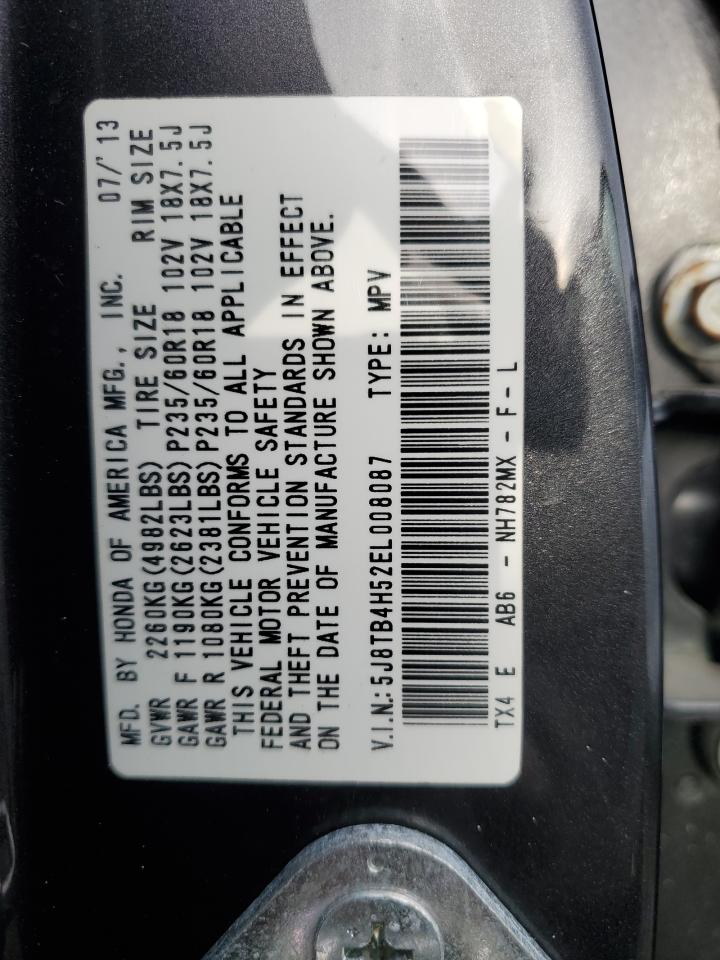 2014 Acura RDX VIN 5J8TB4H52EL008087 Copart auction photo, front end / minor dent/scratches damage thumbnail 13