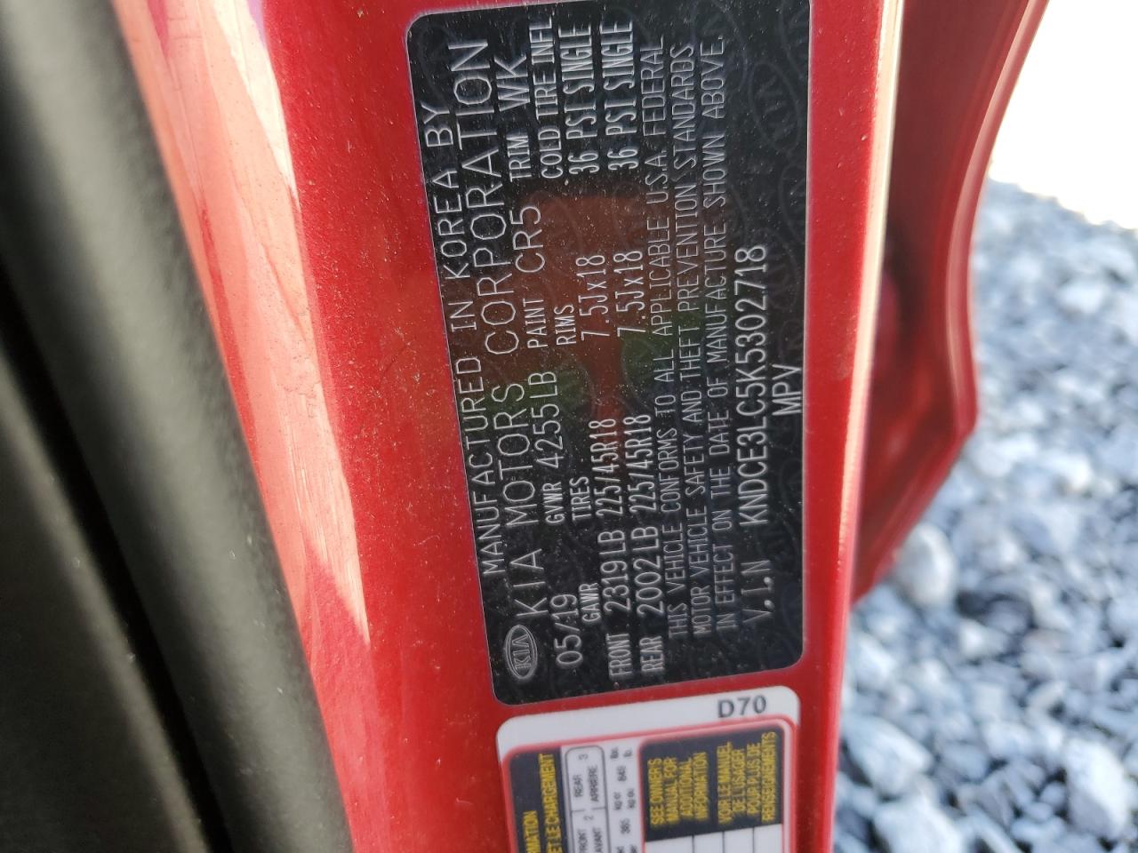 2019 KIA Niro VIN KNDCE3LC5K5302718 Copart auction photo, front end / frame damage damage thumbnail 16