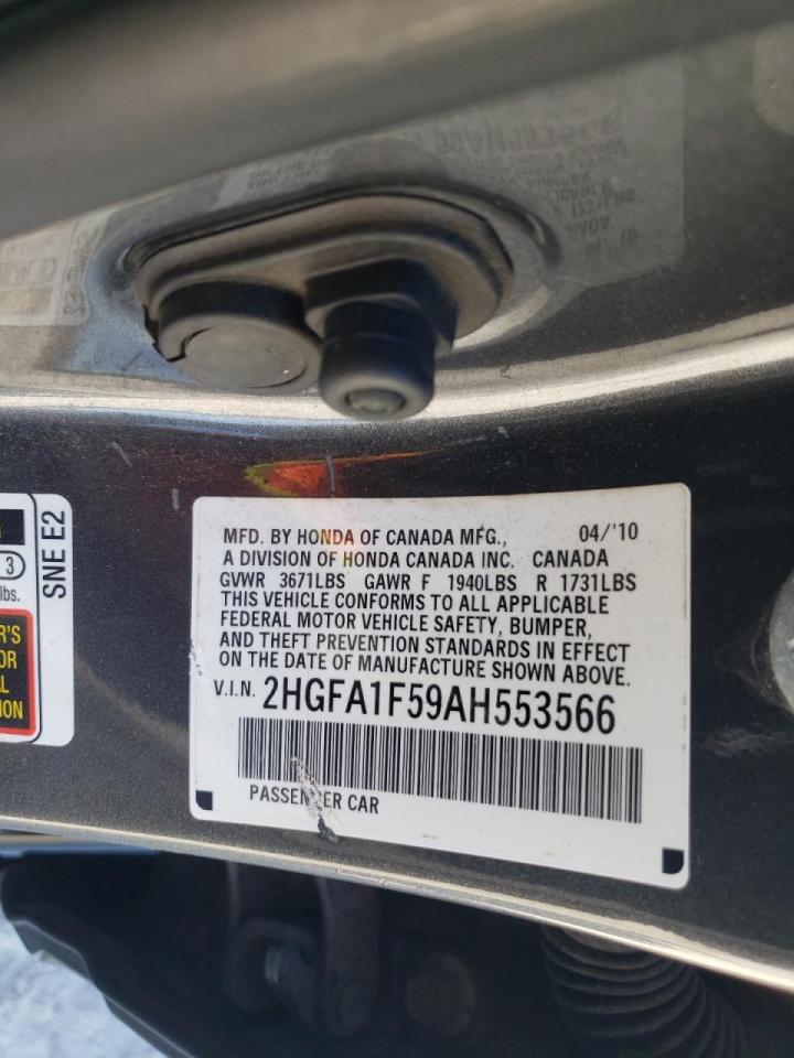 2010 Honda Civic VIN 2HGFA1F59AH553566 Copart auction photo, front end / minor dent/scratches damage thumbnail 12
