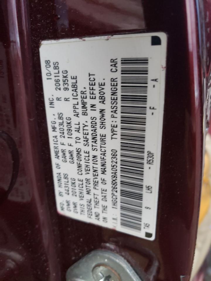 2009 Honda Accord VIN 1HGCP268X9A052360 Copart auction photo, all over / undercarriage damage thumbnail 15