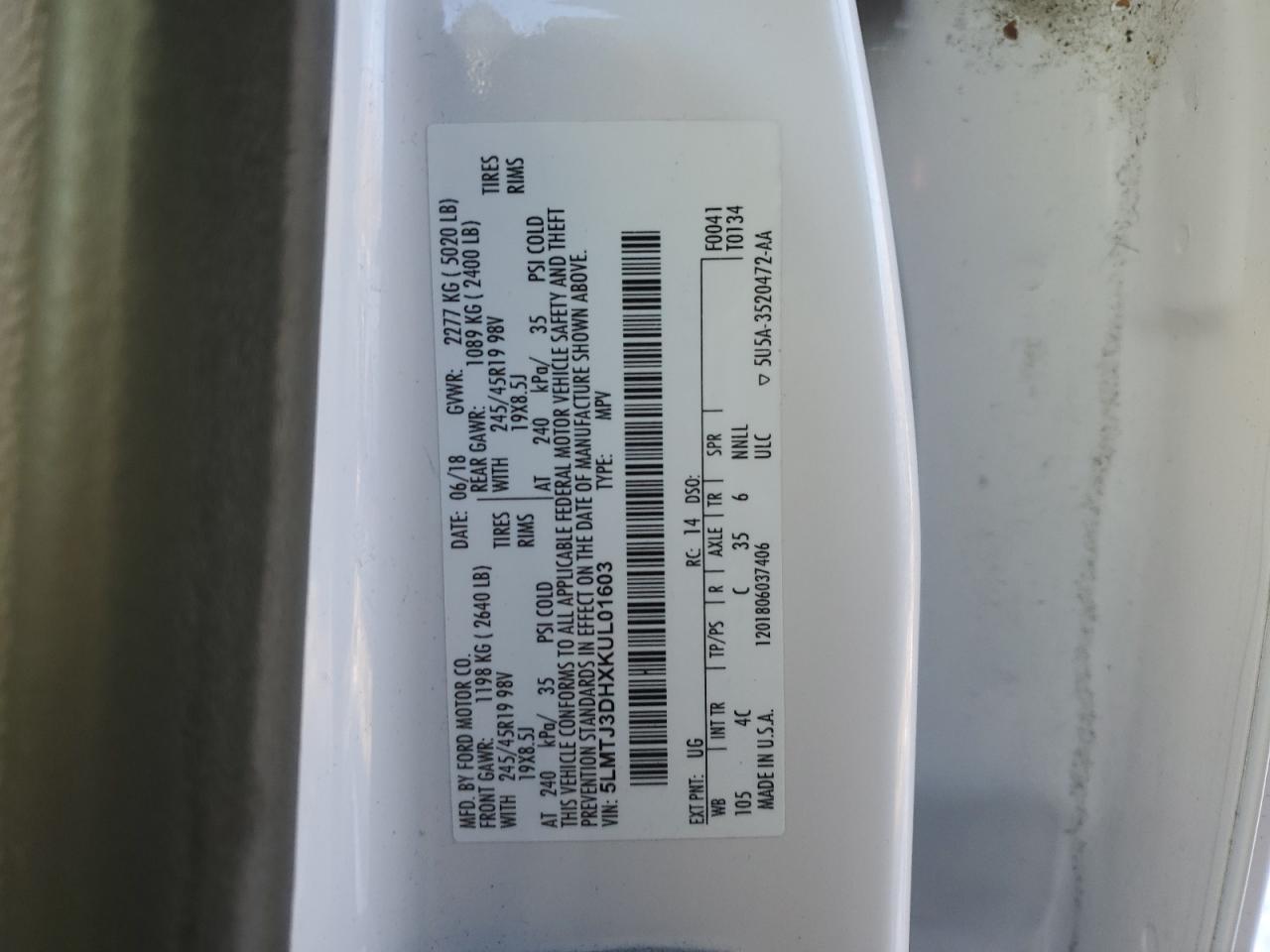 2019 Lincoln MKC VIN 5LMTJ3DHXKUL01603 Copart auction photo, front end / undercarriage damage thumbnail 13
