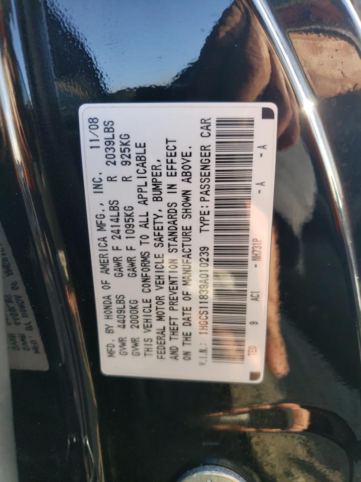 2009 Honda Accord VIN 1HGCS11839A010239 Copart auction photo, all over damage thumbnail 13