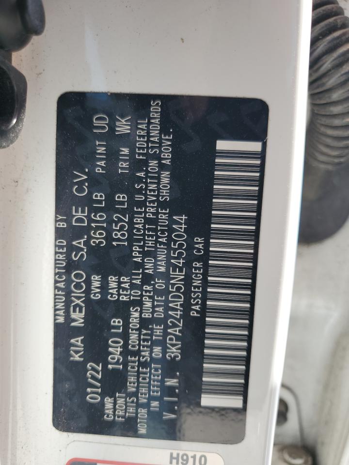 2022 KIA Rio VIN 3KPA24AD5NE455044 Copart auction photo, rear end damage thumbnail 12