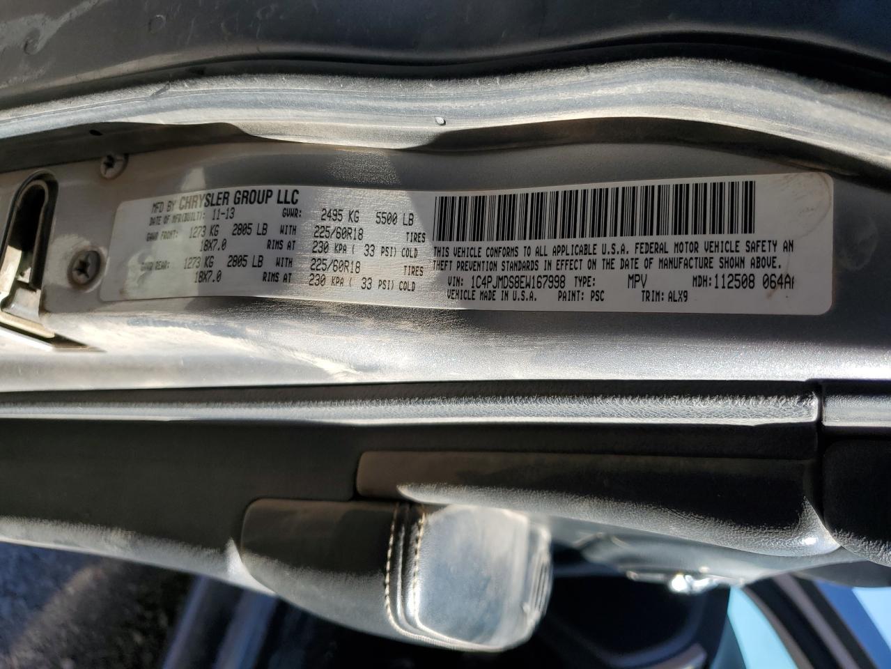 2014 Jeep Grand Cherokee VIN 1C4PJMDS8EW167998 Copart auction photo, vandalism damage thumbnail 12