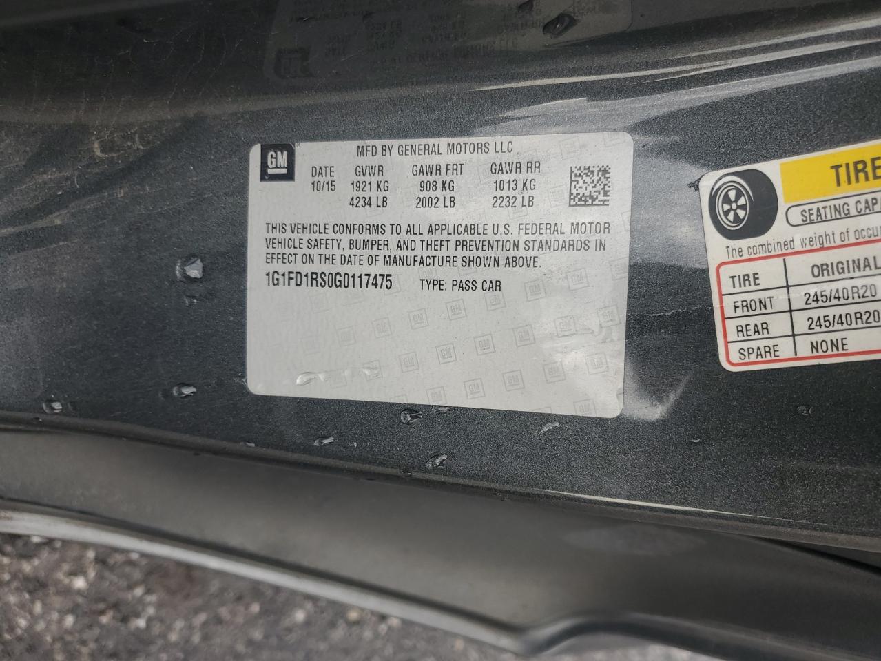 2016 Chevrolet Camaro VIN 1G1FD1RS0G0117475 Copart auction photo, front end damage thumbnail 12