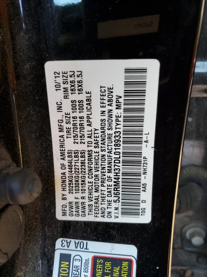 2013 Honda CR-V VIN 5J6RM4H37DL018933 Copart auction photo, rear end damage thumbnail 13