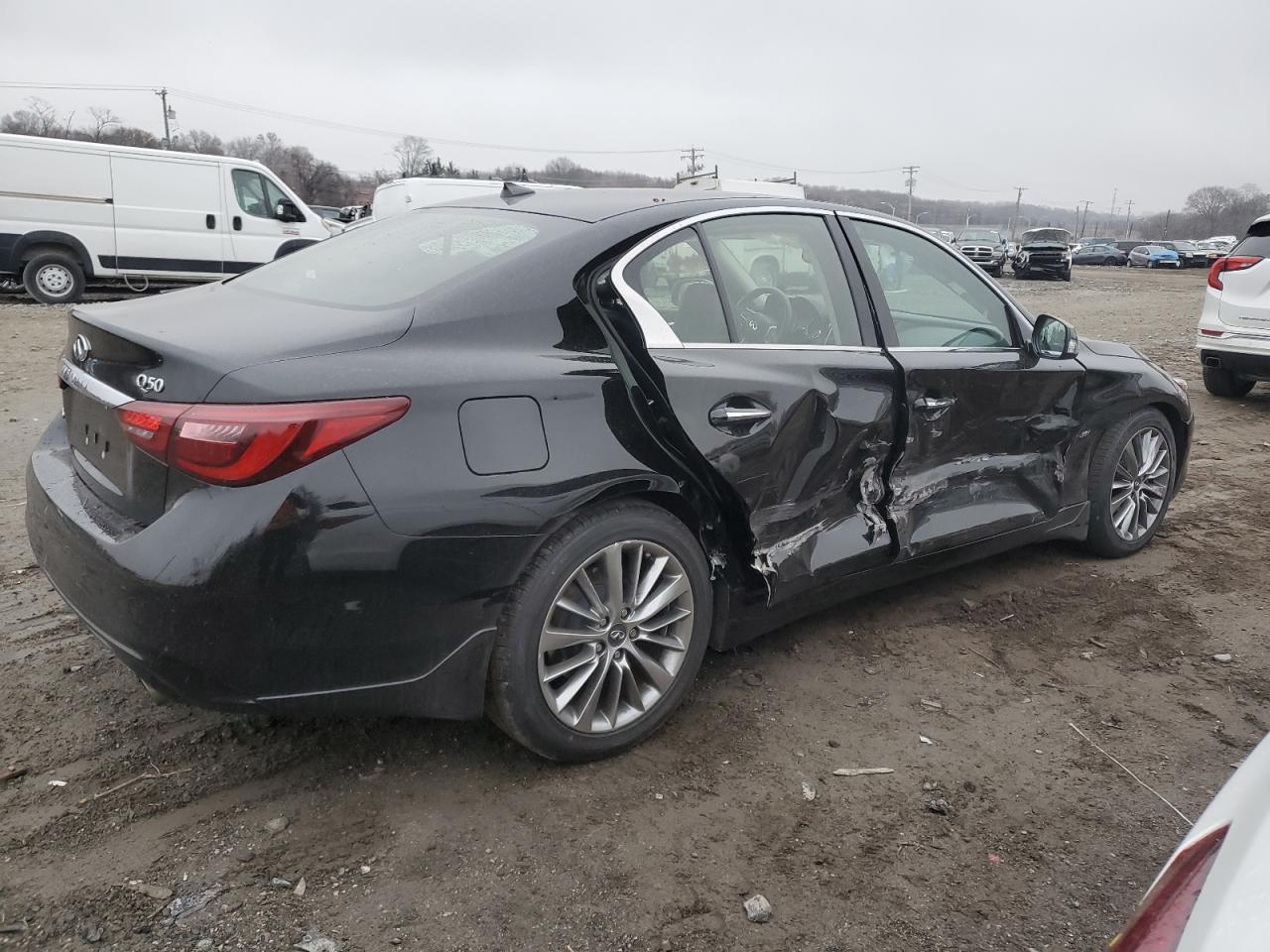 2018 Infiniti Q50 VIN JN1EV7AR3JM444600 Copart auction photo, side damage thumbnail 3