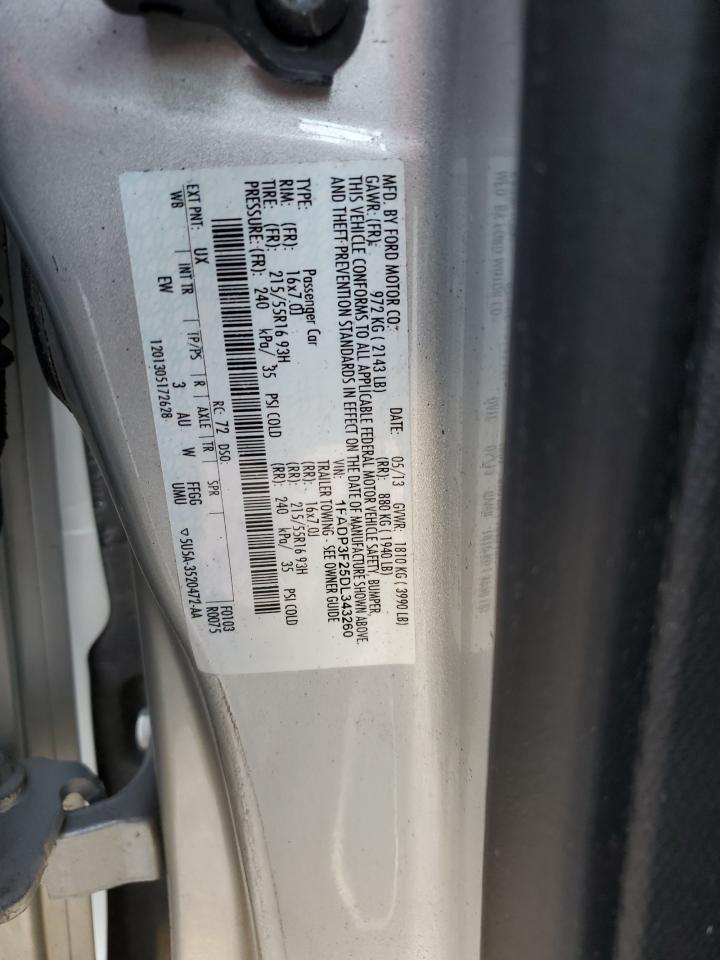 2013 Ford Focus VIN 1FADP3F25DL343260 Copart auction photo, front end damage thumbnail 12