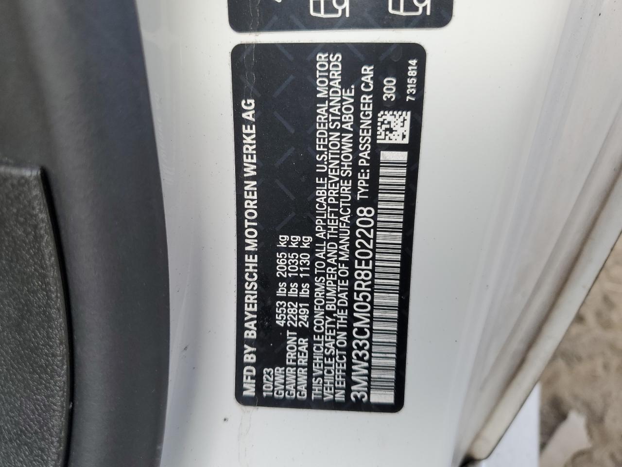 2024 BMW 2er VIN 3MW33CM05R8E02208 Copart auction photo, rear end / minor dent/scratches damage thumbnail 12