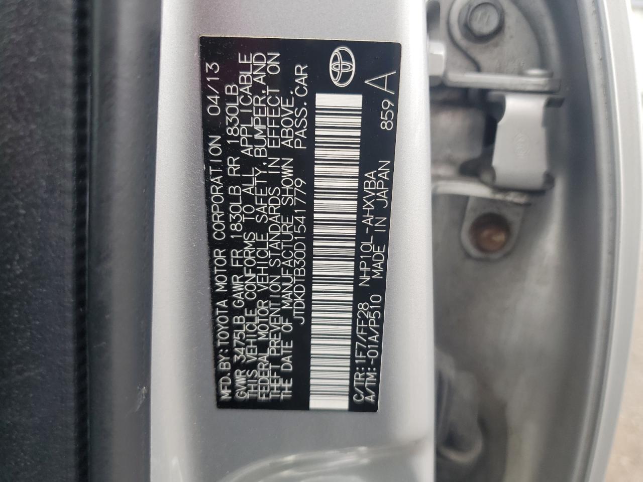 2013 Toyota Prius VIN JTDKDTB30D1541779 Copart auction photo, all over damage thumbnail 14