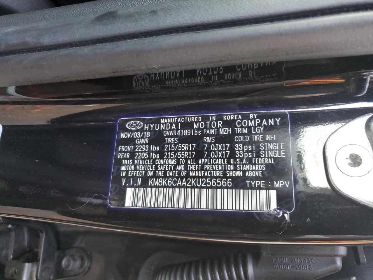 2019 Hyundai Kona VIN KM8K6CAA2KU256566 Copart auction photo, rear end / front end damage thumbnail 13