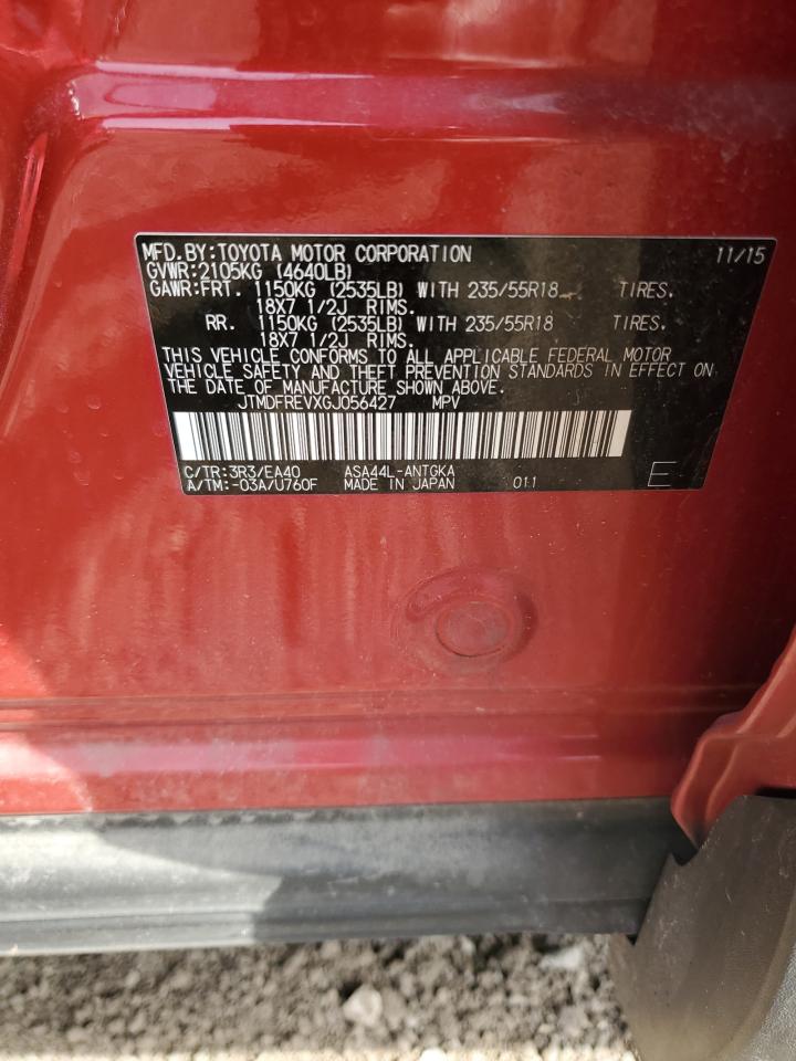 2016 Toyota RAV 4 VIN JTMDFREVXGJ056427 Copart auction photo, rear end damage thumbnail 14