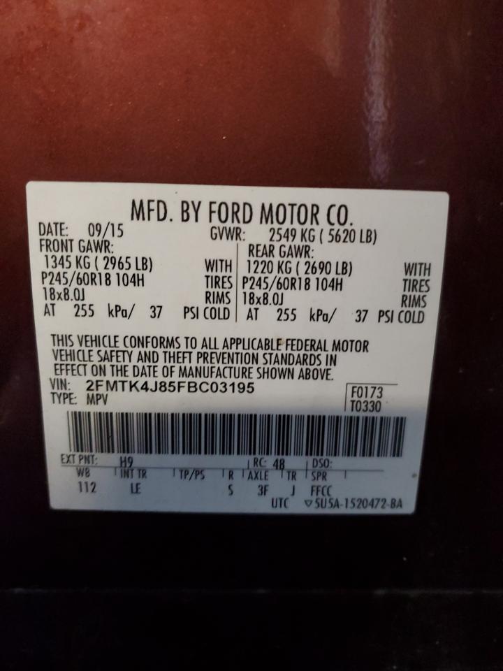 2015 Ford Edge VIN 2FMTK4J85FBC03195 Copart auction photo, rear end damage thumbnail 16