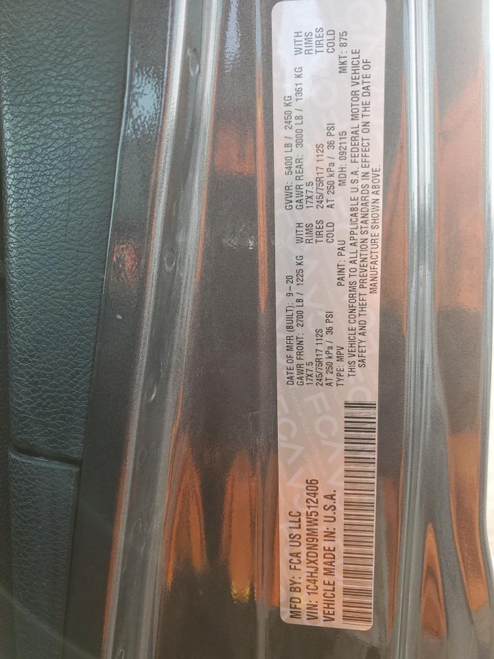 2021 Jeep Wrangler VIN 1C4HJXDN9MW512406 Copart auction photo, front end damage thumbnail 15