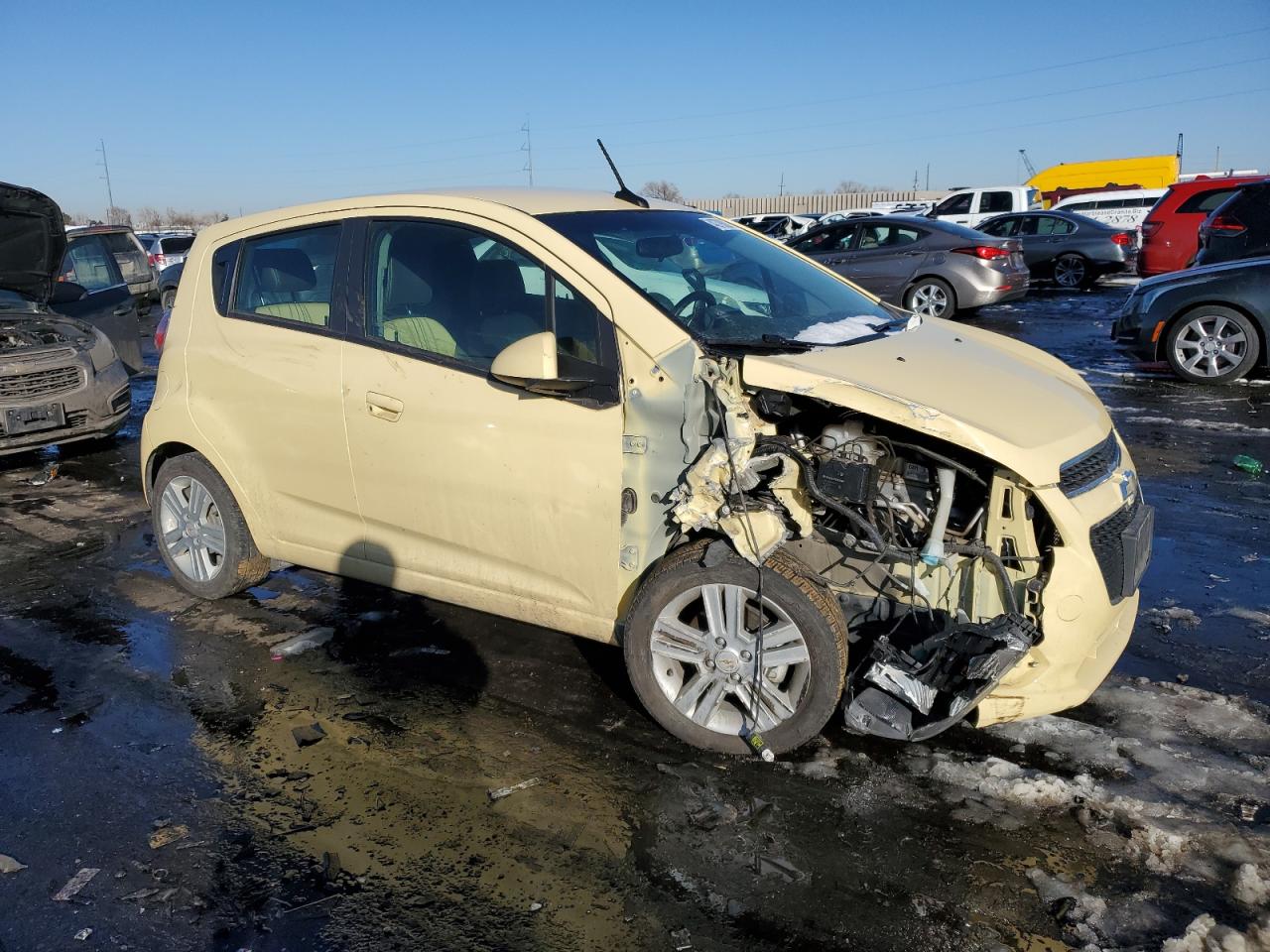 2014 Chevrolet Spark VIN KL8CB6S97EC452130 Copart auction photo, front end / hail damage thumbnail 4