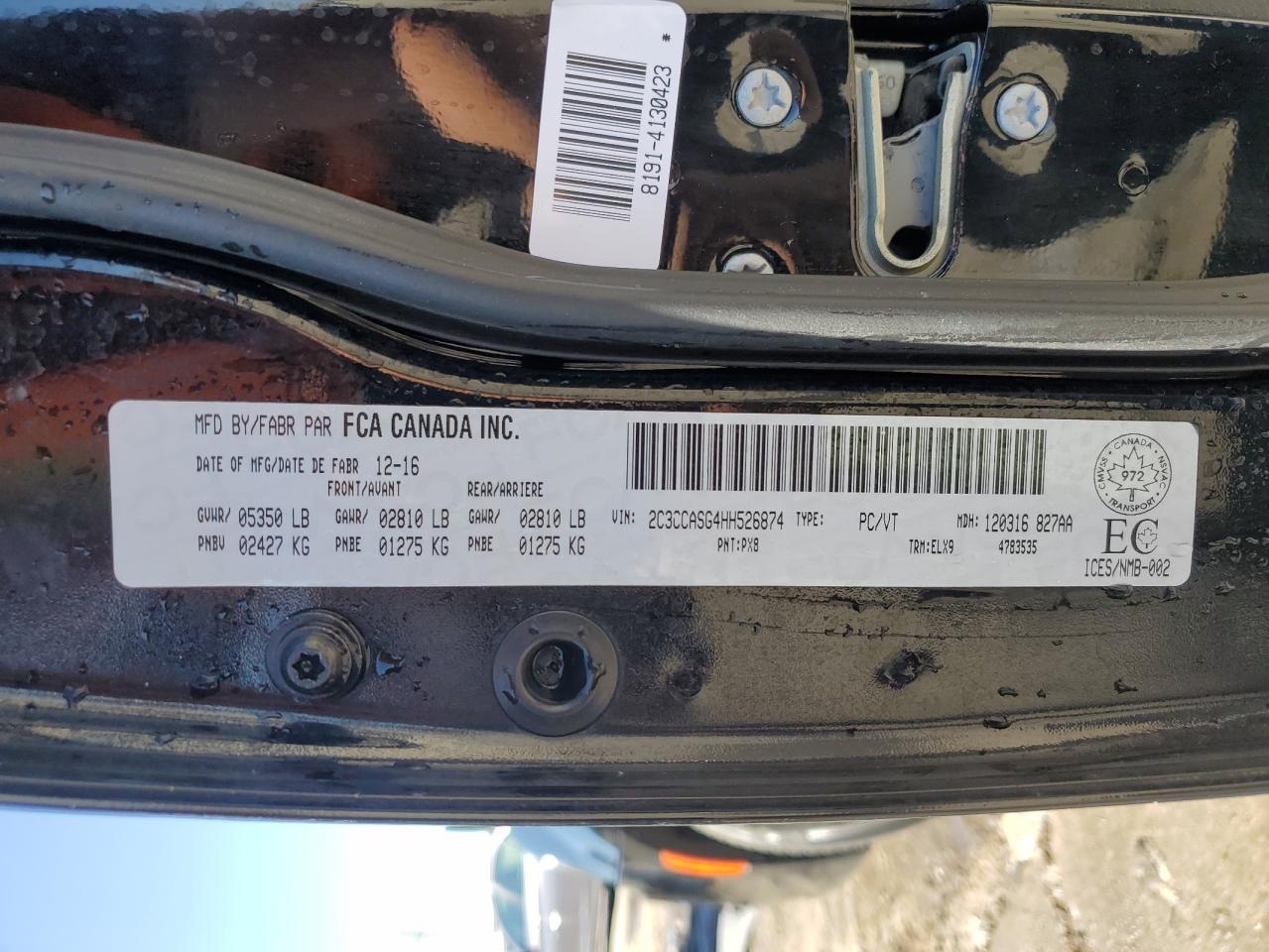2017 Chrysler 300 VIN 2C3CCASG4HH526874 Copart auction photo, front end damage thumbnail 12