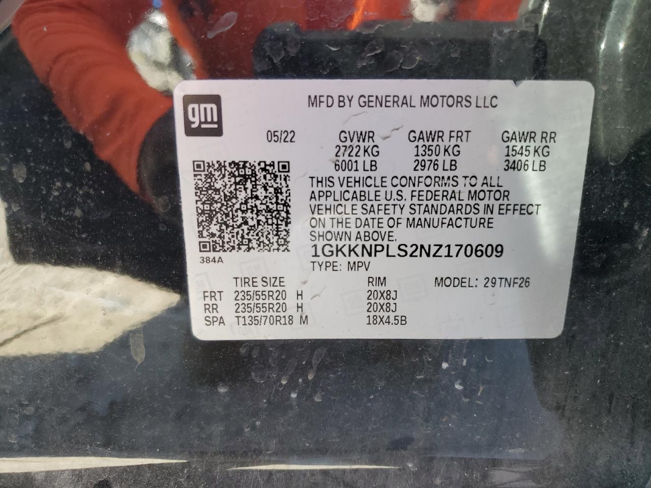 2022 GMC Acadia VIN 1GKKNPLS2NZ170609 Copart auction photo, side / front end damage thumbnail 13