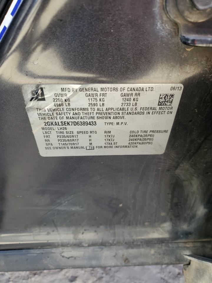 2013 GMC Terrain VIN 2GKALSEK7D6389433 Copart auction photo, front end / side damage thumbnail 13
