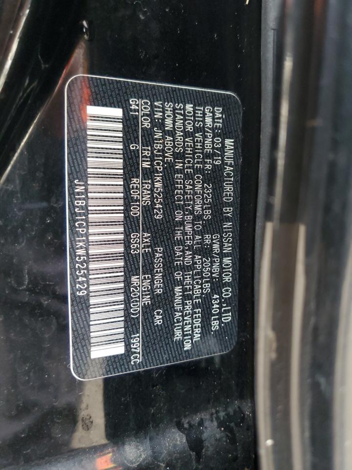 2019 Nissan Rogue VIN JN1BJ1CP1KW525429 Copart auction photo, water/flood damage thumbnail 14
