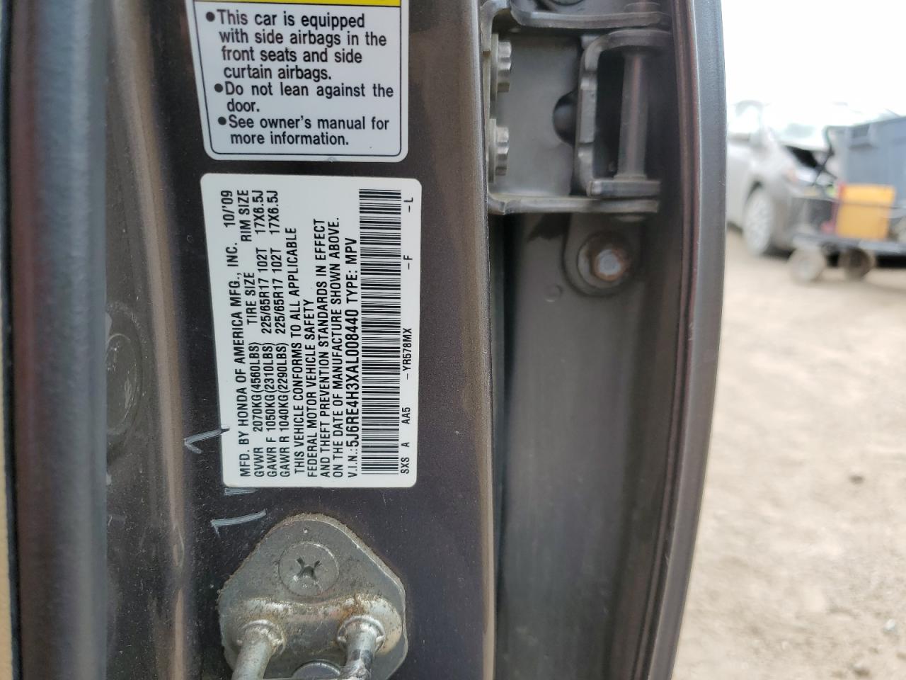 2010 Honda CR-V VIN 5J6RE4H3XAL008440 Copart auction photo, front end damage thumbnail 13