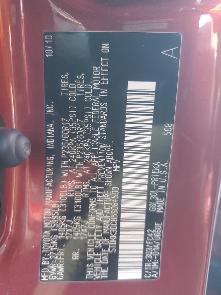2011 Toyota Sienna VIN 5TDKK3DC8BS084500 Copart auction photo, all over damage thumbnail 14