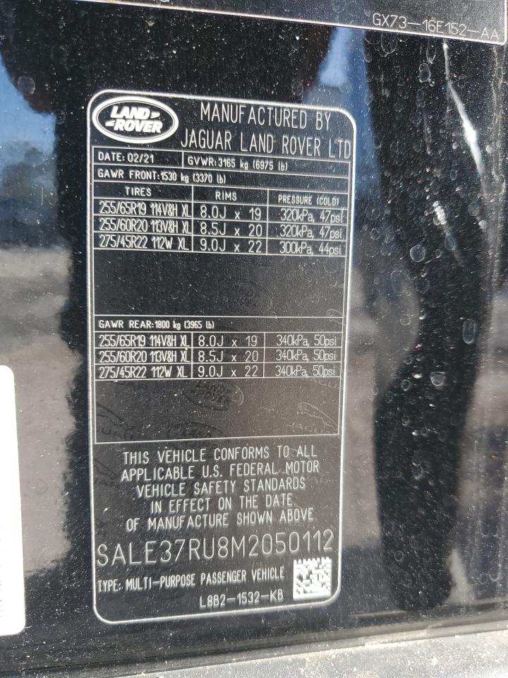 2021 Land Rover Defender VIN SALE37RU8M2050112 Copart auction photo, front end / minor dent/scratches damage thumbnail 15
