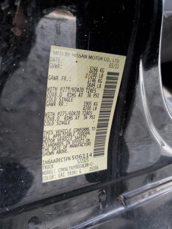 2015 Nissan Titan VIN 1N6AA0EC5FN506114 Copart auction photo, rollover damage thumbnail 12