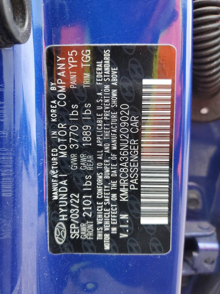 2022 Hyundai Venue VIN KMHRC8A36NU209020 Copart auction photo, rear end / minor dent/scratches damage thumbnail 14