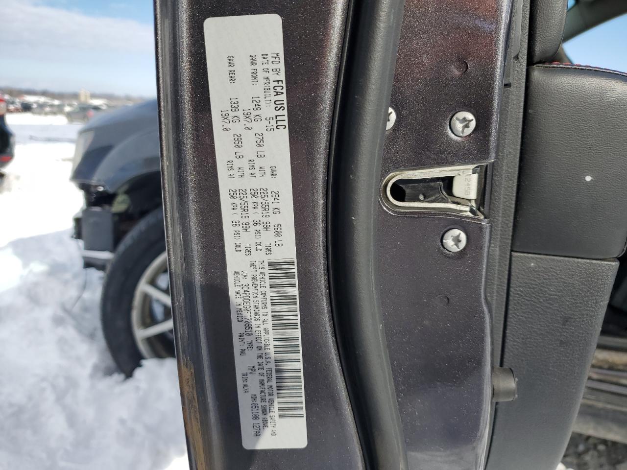2015 Dodge Journey VIN 3C4PDDEG0FT709510 Copart auction photo, front end damage thumbnail 12
