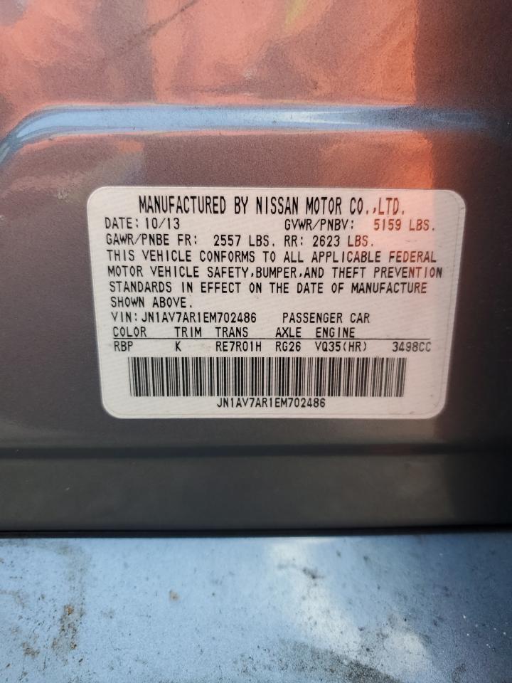 2014 Infiniti Q50 VIN JN1AV7AR1EM702486 Copart auction photo, mechanical / minor dent/scratches damage thumbnail 12