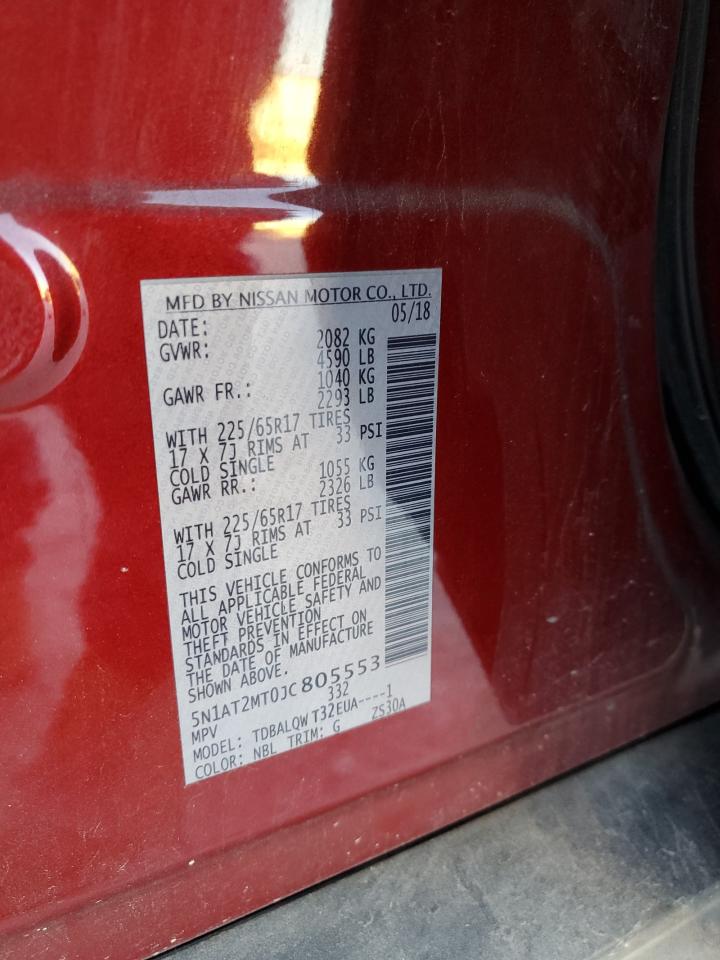 2018 Nissan Rogue VIN 5N1AT2MT0JC805553 Copart auction photo, front end / rear end damage thumbnail 13