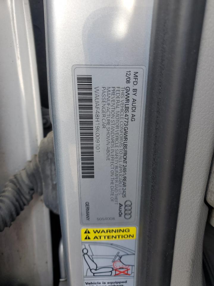 2009 Audi A4 VIN WAUAF48H19K009101 Copart auction photo, rear end damage thumbnail 12