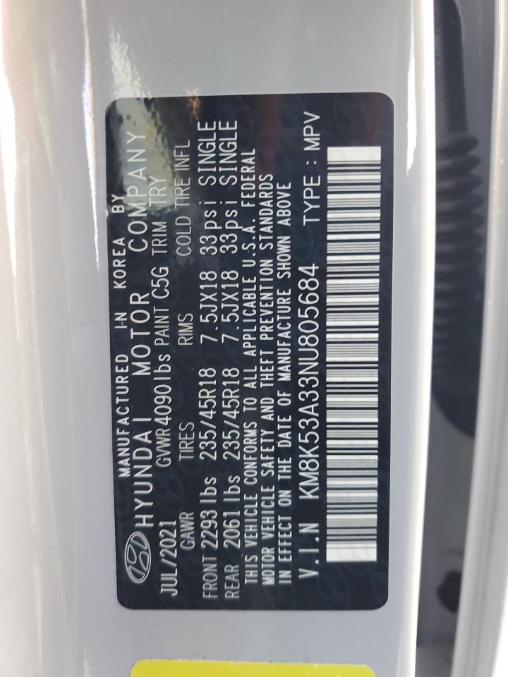 2022 Hyundai Kona VIN KM8K53A33NU805684 Copart auction photo, water/flood damage thumbnail 13
