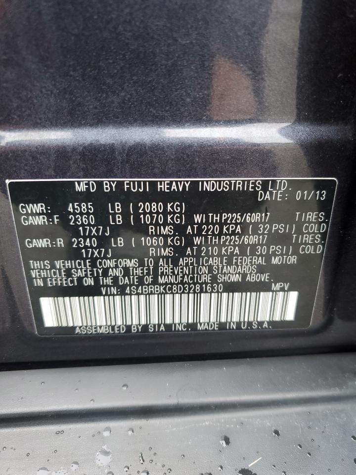 2013 Subaru Outback VIN 4S4BRBKC8D3281630 Copart auction photo, rear end damage thumbnail 14