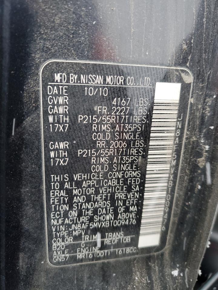 2011 Nissan Juke VIN JN8AF5MVXBT009476 Copart auction photo, front end damage thumbnail 12