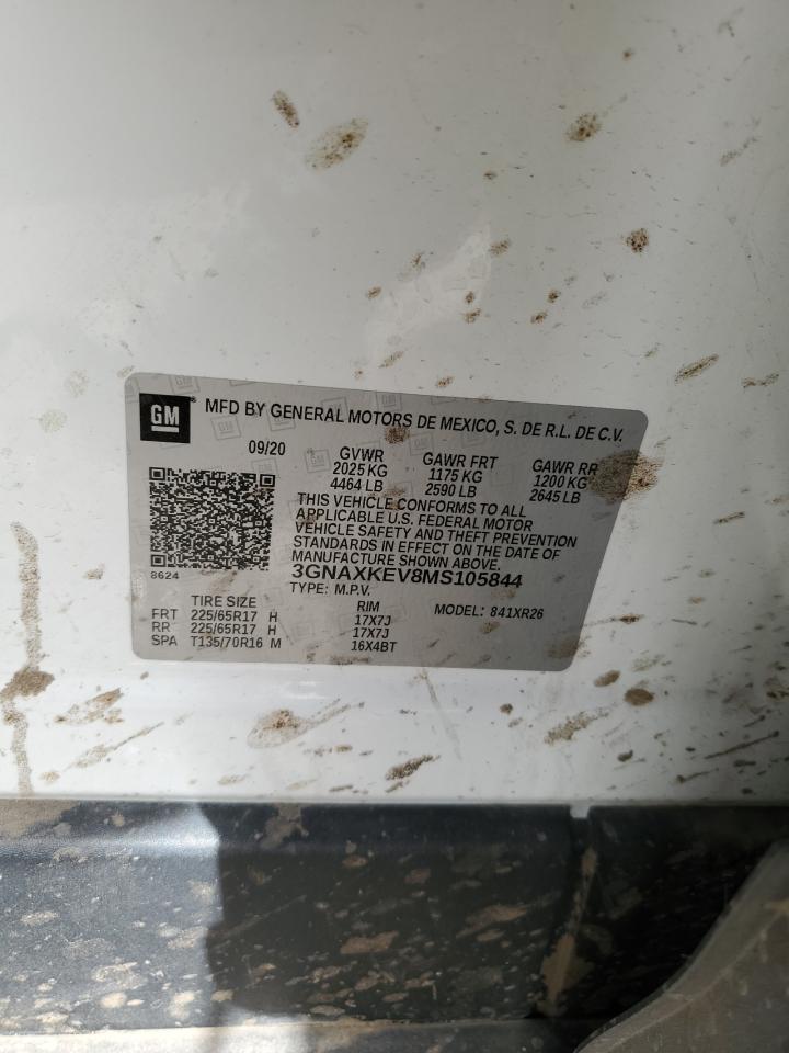2021 Chevrolet Equinox VIN 3GNAXKEV8MS105844 Copart auction photo, front end / undercarriage damage thumbnail 13