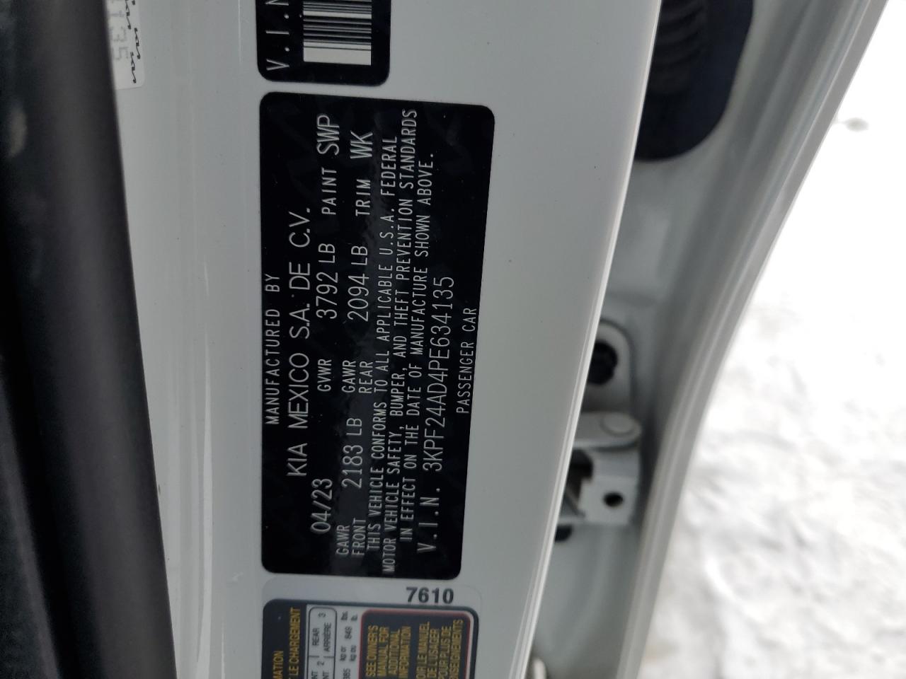 2023 KIA Forte VIN 3KPF24AD4PE634135 Copart auction photo, front end / rear end damage thumbnail 13