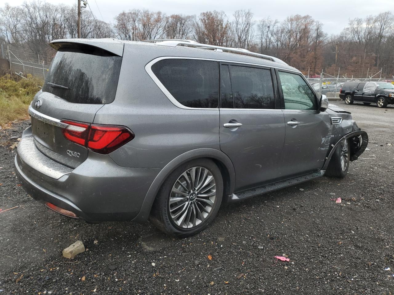 2019 Infiniti QX80 VIN JN8AZ2NE0K9225466 Copart auction photo, front end / side damage thumbnail 3