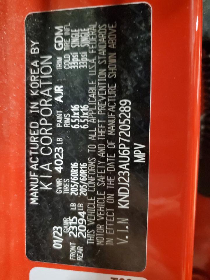 2023 KIA Soul VIN KNDJ23AU6P7205289 Copart auction photo, side / mechanical damage thumbnail 14