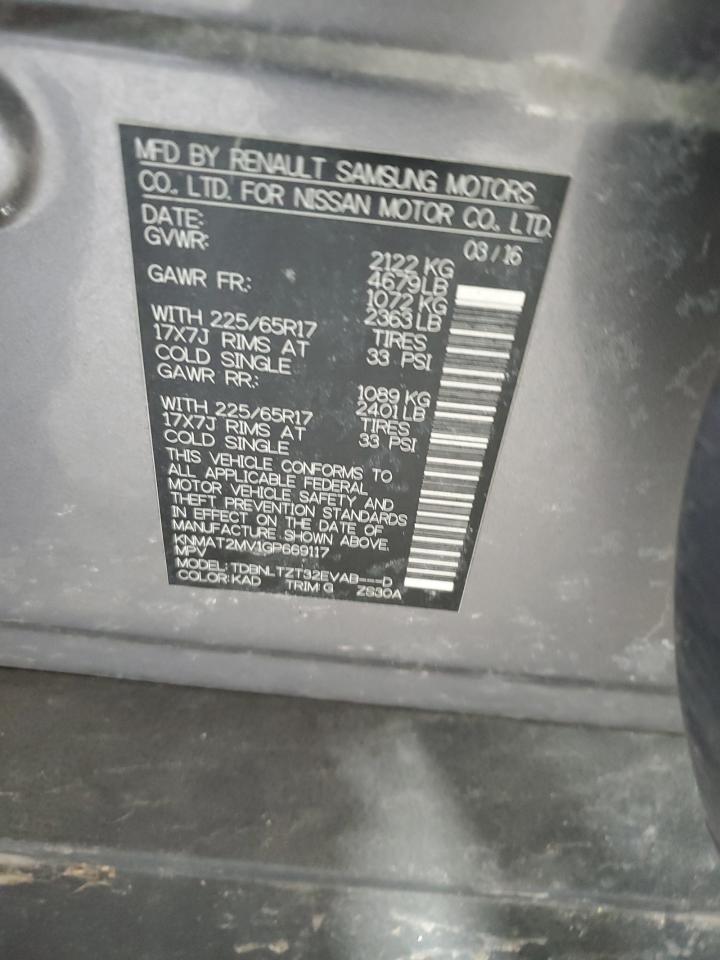 2016 Nissan Rogue VIN KNMAT2MV1GP669117 Copart auction photo, front end damage thumbnail 13