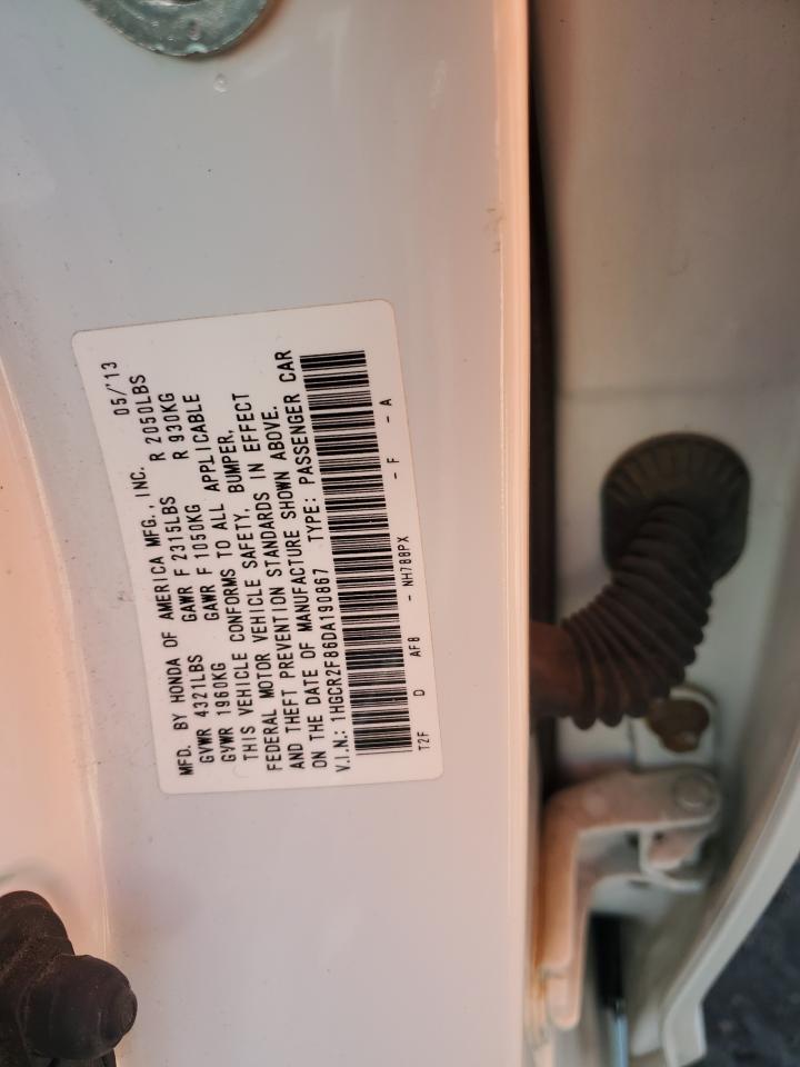 2013 Honda Accord VIN 1HGCR2F86DA190867 Copart auction photo, front end damage thumbnail 14