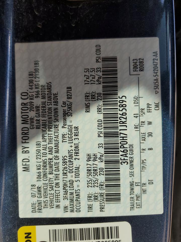 2018 Ford Fusion VIN 3FA6P0H71JR265895 Copart auction photo, all over damage thumbnail 14