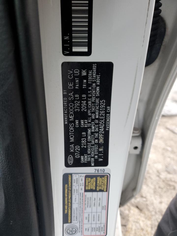 2020 KIA Forte VIN 3KPF24AD5LE261925 Copart auction photo, front end / minor dent/scratches damage thumbnail 12