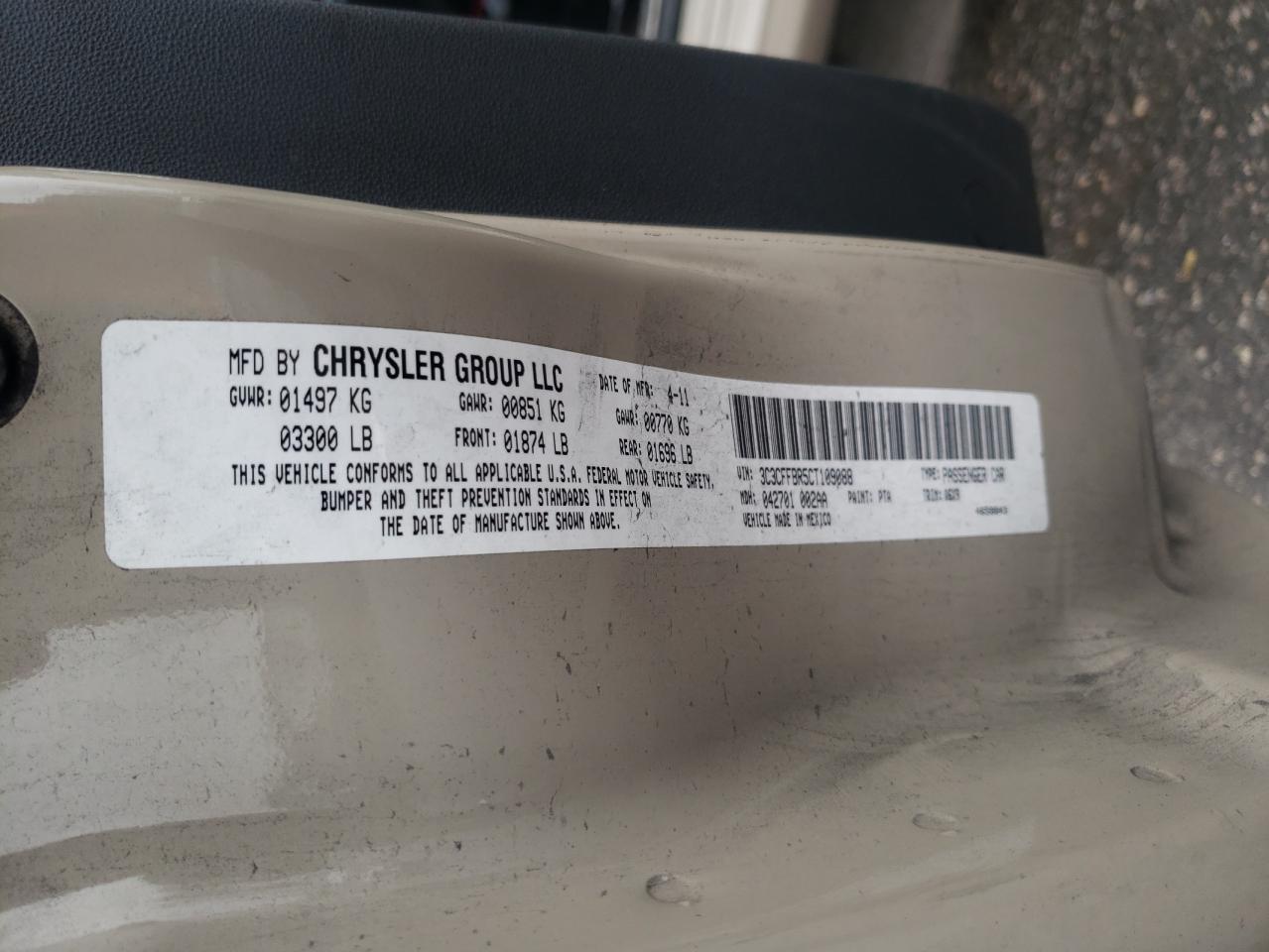 2012 Fiat 500 VIN 3C3CFFBR5CT109088 Copart auction photo, front end / undercarriage damage thumbnail 12