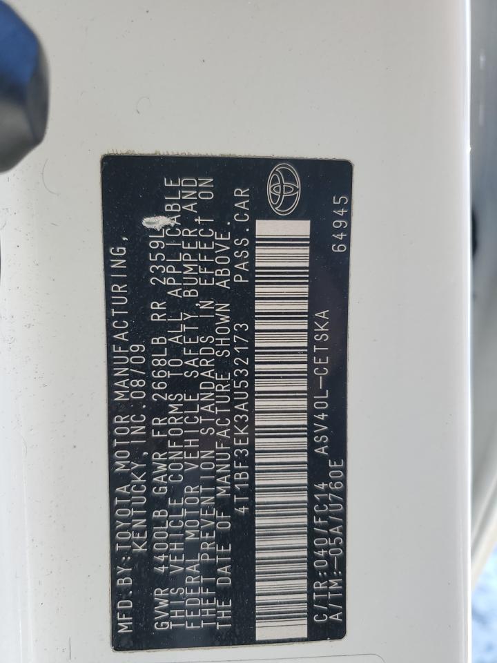 2010 Toyota Camry VIN 4T1BF3EK3AU532173 Copart auction photo, front end damage thumbnail 12