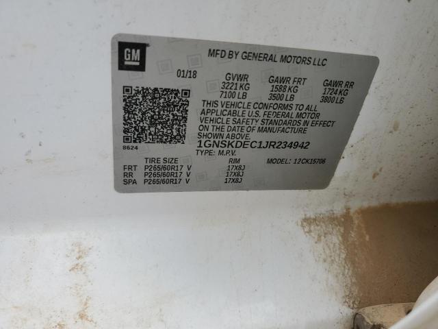 2018 Chevrolet Tahoe VIN 1GNSKDEC1JR234942 Copart auction photo, front end damage thumbnail 14