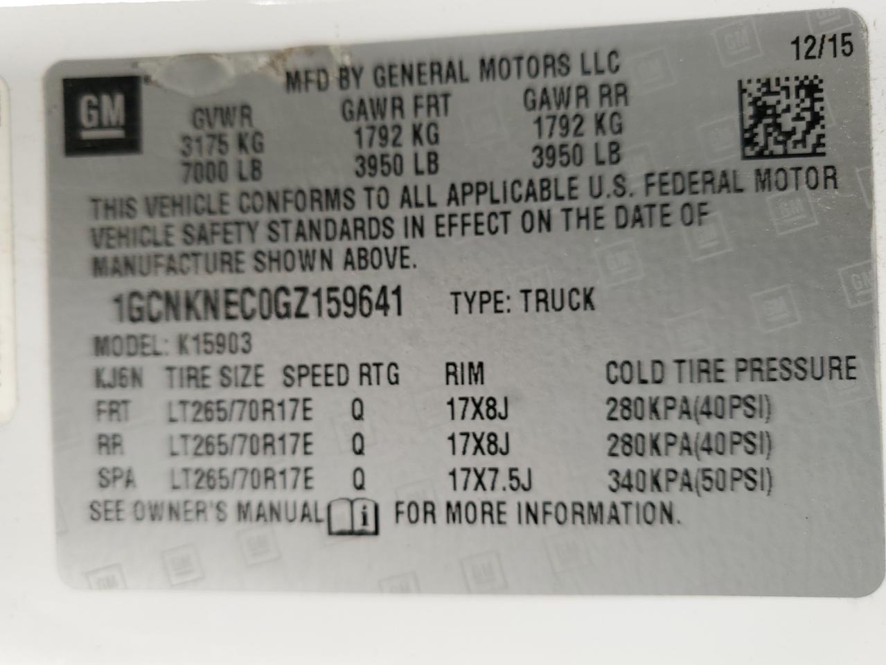 2016 Chevrolet Silverado VIN 1GCNKNEC0GZ159641 Copart auction photo, front end / undercarriage damage thumbnail 14