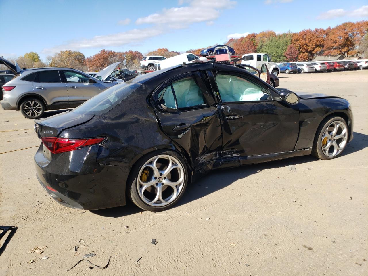 2019 Alfa Romeo Giulia VIN ZARFANBNXK7605785 Copart auction photo, side / rear end damage thumbnail 3